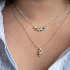Tomfoolery Gea Column Necklace in Silver with Peridot New