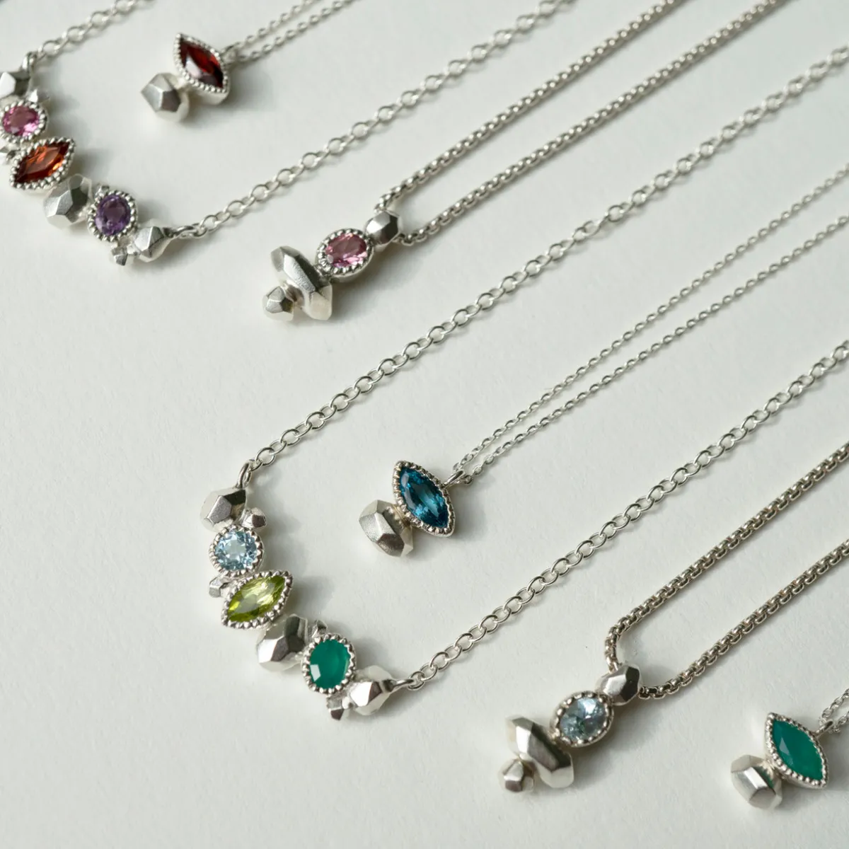 Tomfoolery Gea Marquise Necklace in Silver with Blue Topaz New