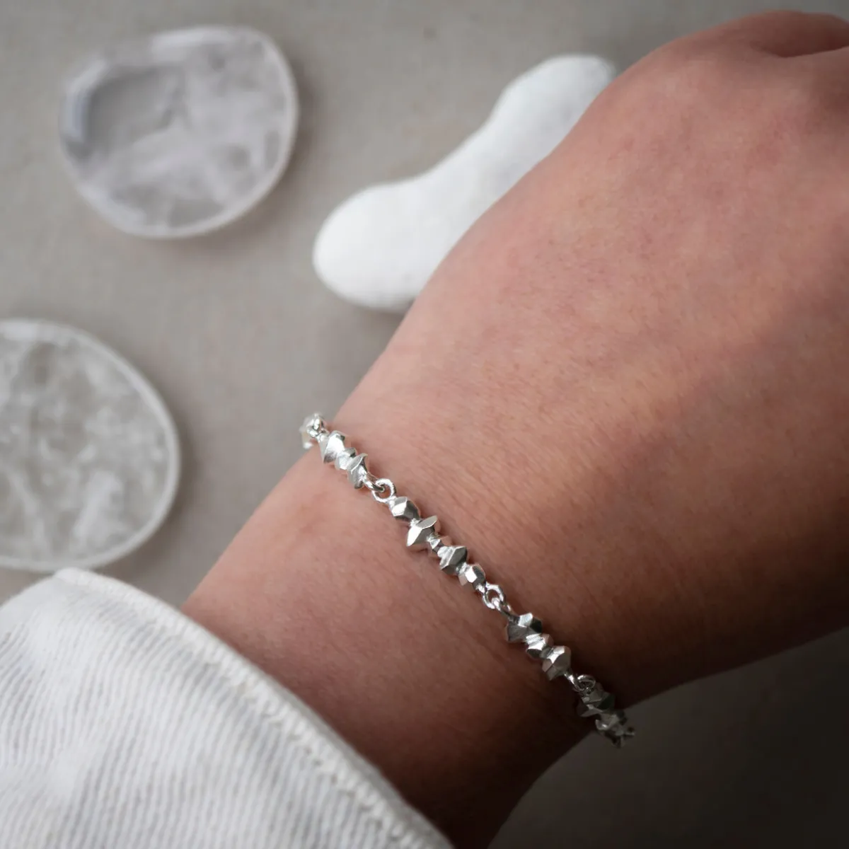 Tomfoolery Gea Silver Faceted Bracelet Online