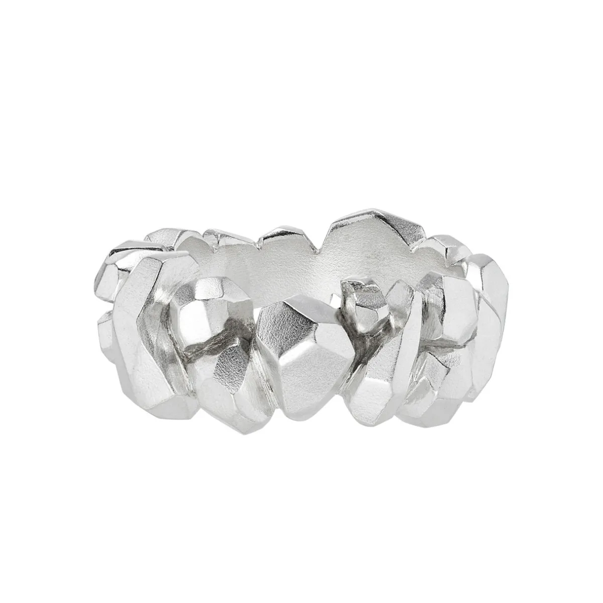Tomfoolery Gea Silver Faceted Wide Ring Discount