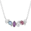 Tomfoolery Gea Trio Necklace in Silver with Aquamarine, Amethyst, Tourmaline Best
