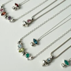 Tomfoolery Gea Trio Necklace in Silver with Aquamarine, Amethyst, Tourmaline Best