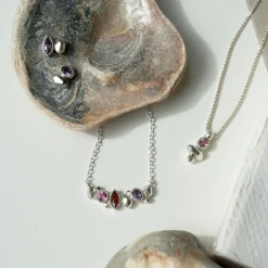 Tomfoolery Gea Trio Necklace in Silver with Aquamarine, Amethyst, Tourmaline Best