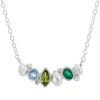 Tomfoolery Gea Trio Necklace in Silver with Aquamarine, Peridot & Onyx Hot