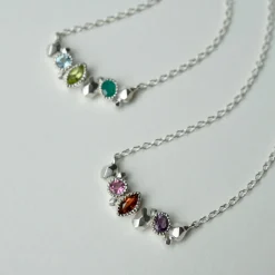 Tomfoolery Gea Trio Necklace in Silver with Aquamarine, Peridot & Onyx Hot