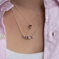 Tomfoolery Gea Trio Necklace in Silver with Tourmaline, Garnet & Amethyst Discount