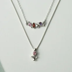 Tomfoolery Gea Trio Necklace in Silver with Tourmaline, Garnet & Amethyst Discount