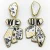 Tomfoolery Geo Brew Recycled Aluminium Drop Earrings in White & Gold Best