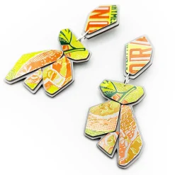 Tomfoolery Geo Brew Recycled Aluminium Drop Earrings in Neon Orange Online
