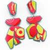 Tomfoolery Geo Brew Recycled Aluminium Drop Earrings in Red & Yellow Clearance