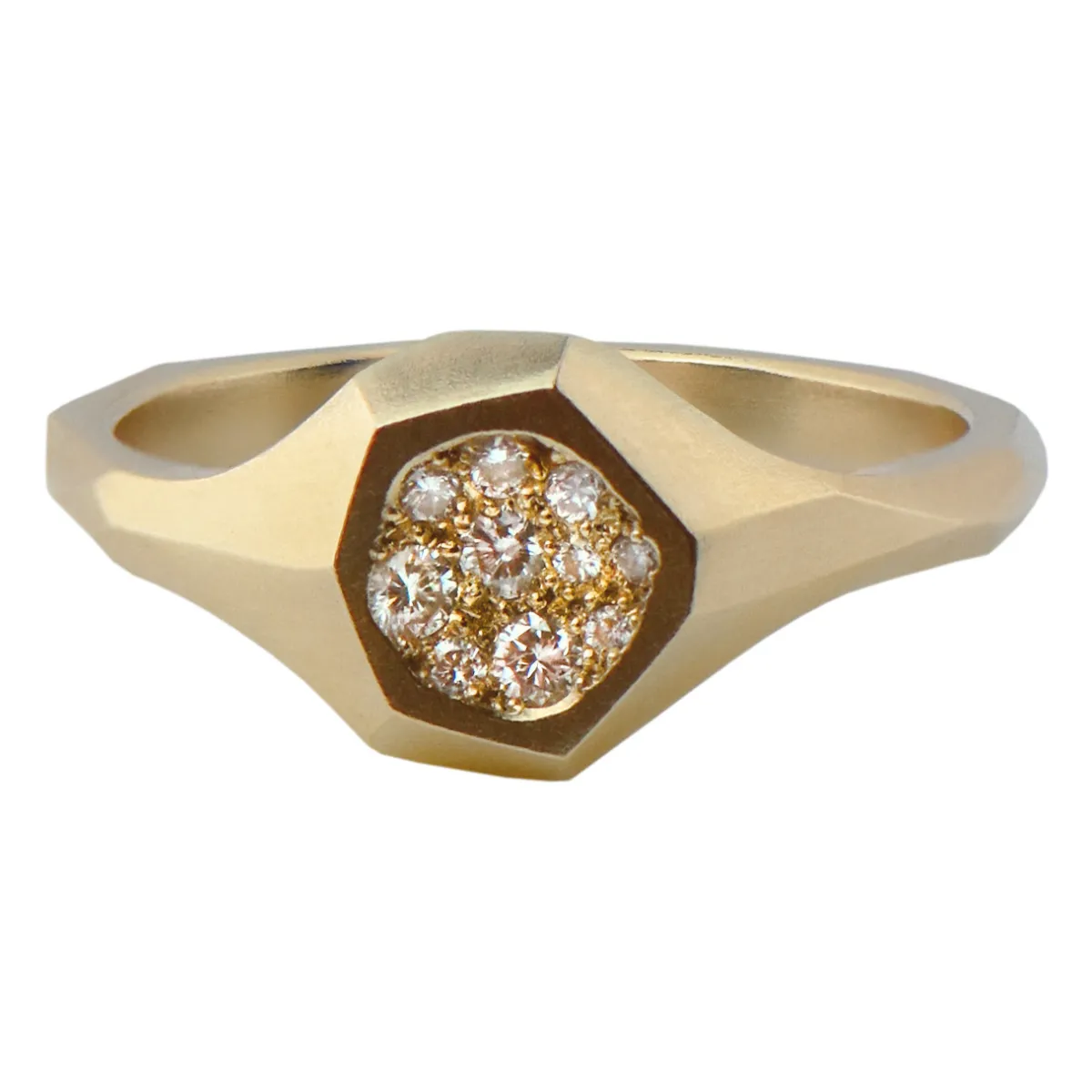 Tomfoolery Geoda White Diamond Mini Signet Ring Clearance