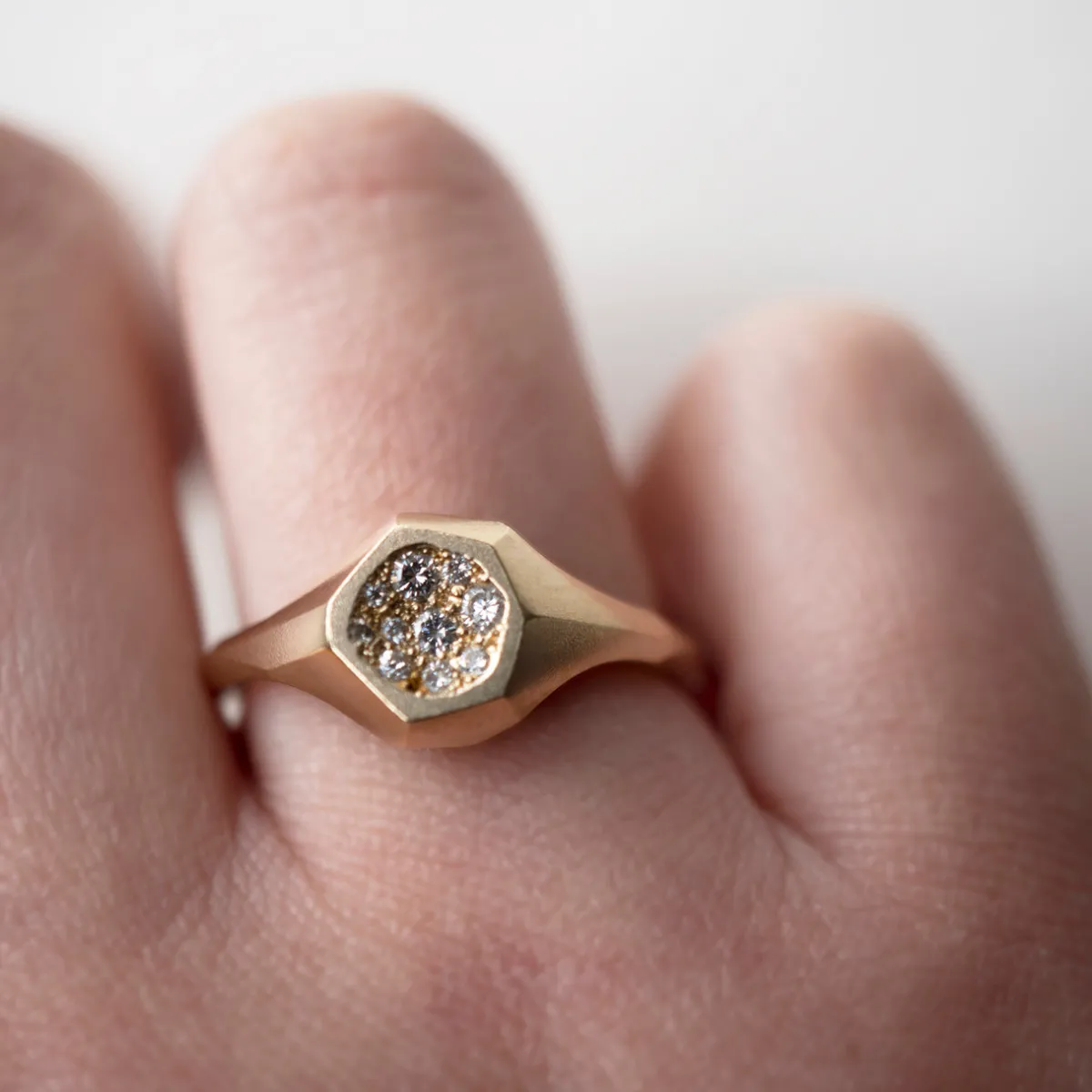 Tomfoolery Geoda White Diamond Mini Signet Ring Clearance