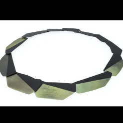 Tomfoolery Geometric Black and Green Chain Necklace Discount