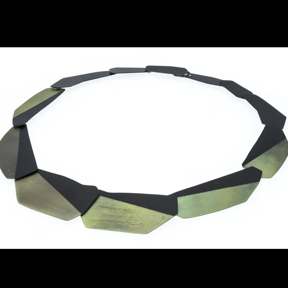 Tomfoolery Geometric Black and Green Chain Necklace Discount