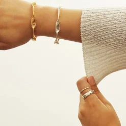 Tomfoolery Gia Silver Irregular Cuff Bracelet Hot