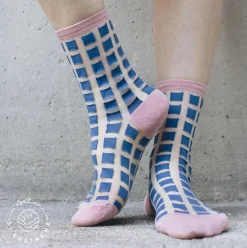 Tomfoolery Ginza Blue and Pink Transparent Socks Sale