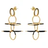 Tomfoolery Gold & Black Circle Fluttering Wings Earrings Discount