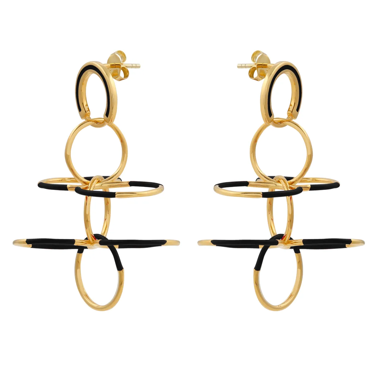 Tomfoolery Gold & Black Circle Fluttering Wings Earrings Discount