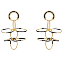 Tomfoolery Gold & Black Circle Fluttering Wings Earrings Discount