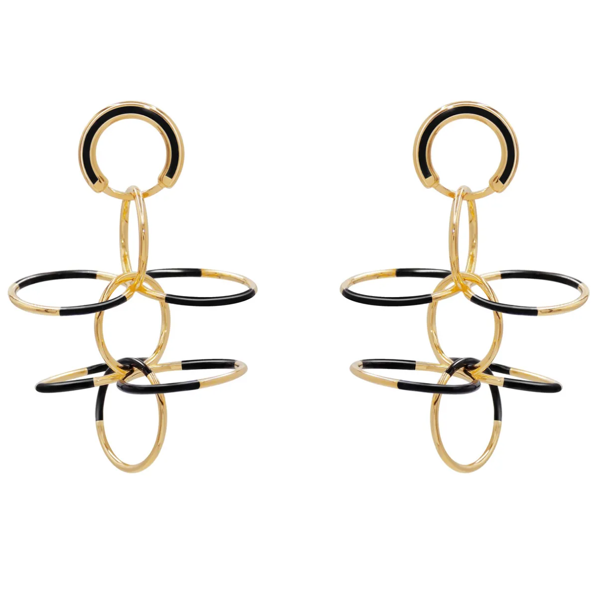 Tomfoolery Gold & Black Circle Fluttering Wings Earrings Discount