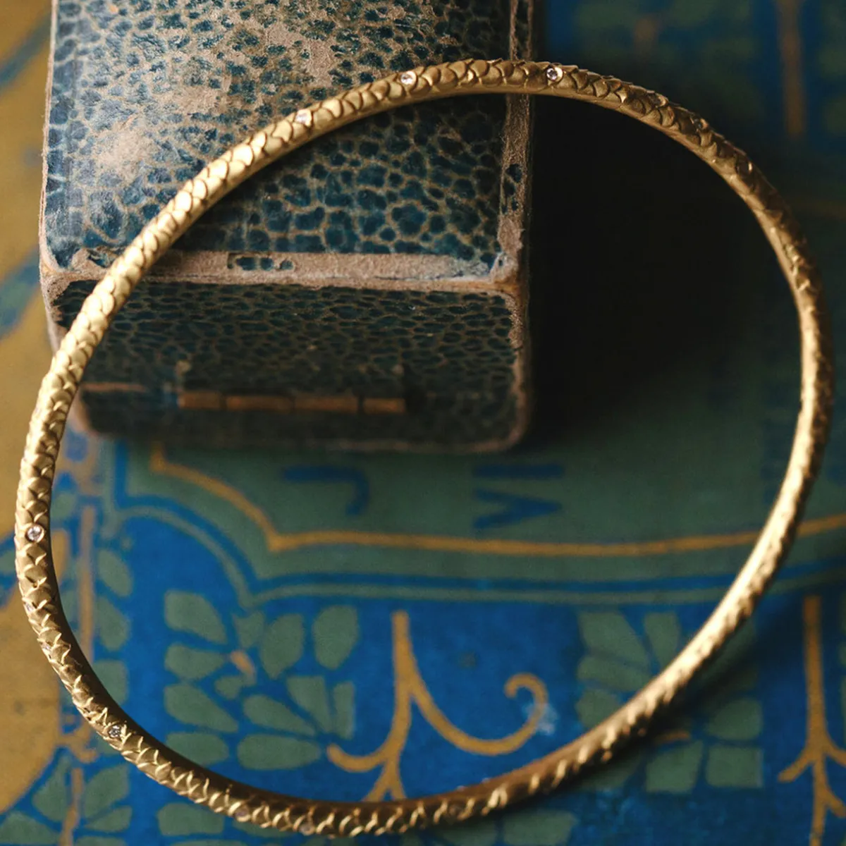 Tomfoolery Gold & Diamond Catkin Bangle Clearance