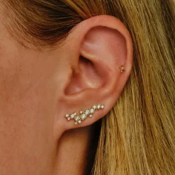 Tomfoolery Gold & Diamond Grand Scatter Cluster Studs Outlet