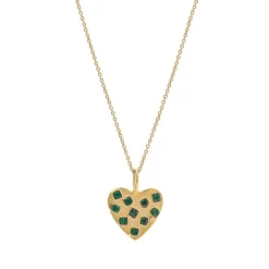 Tomfoolery Gold & Emerald Heart Pendant Clearance