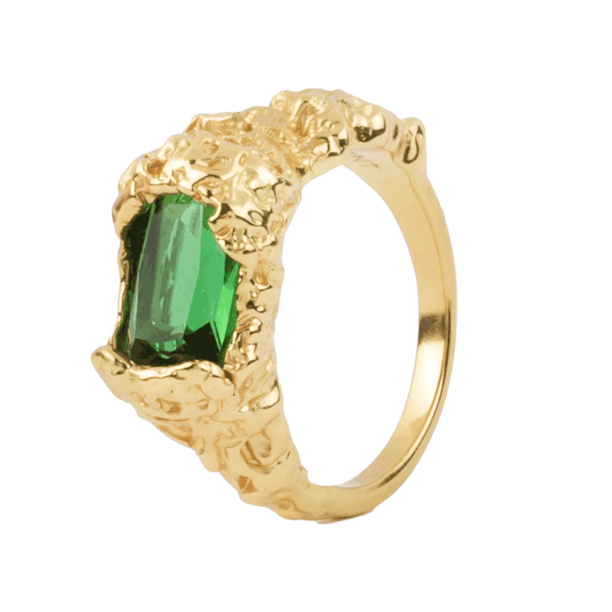 Tomfoolery Gold & Green Crystal Stolen Possession Ring Fashion
