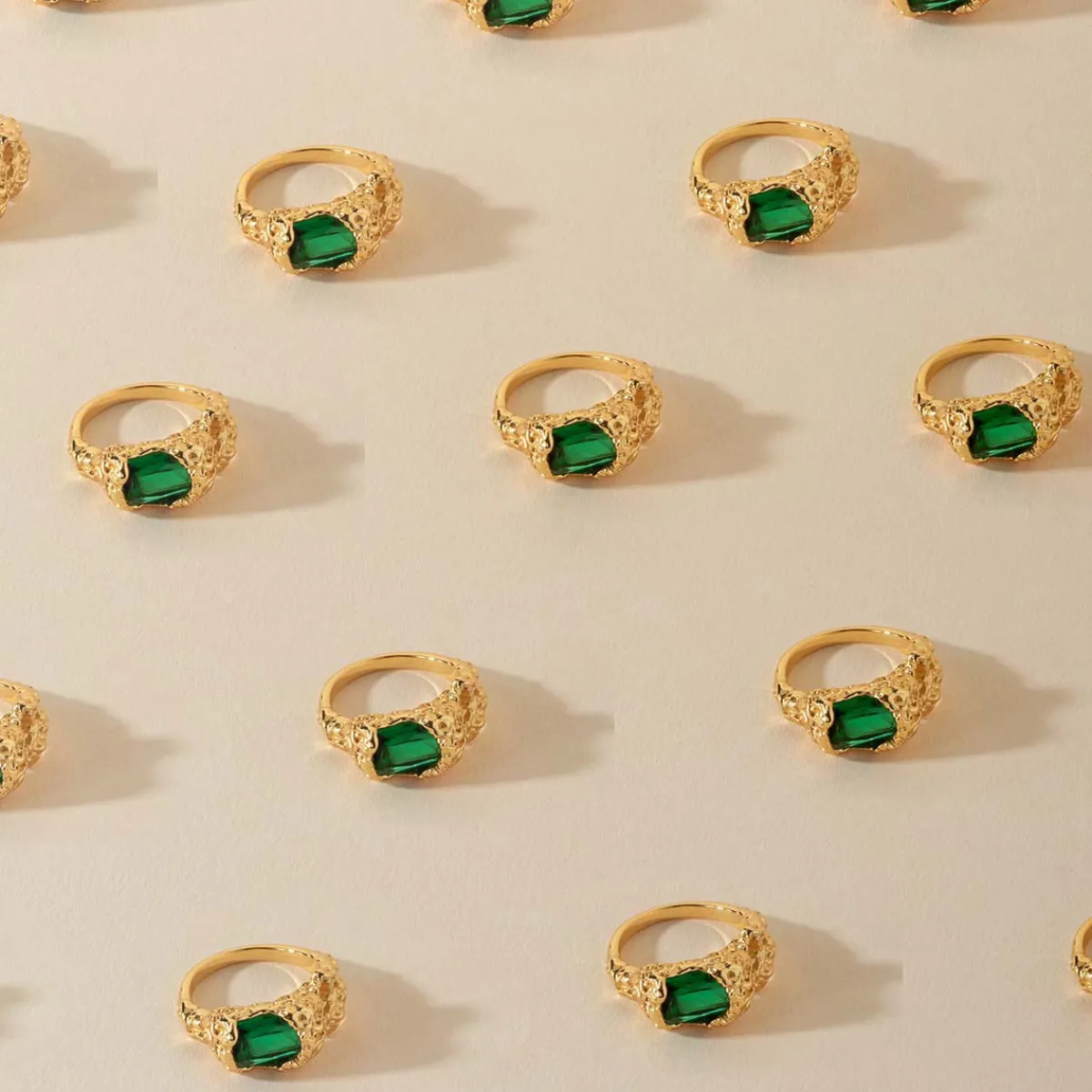 Tomfoolery Gold & Green Crystal Stolen Possession Ring Fashion