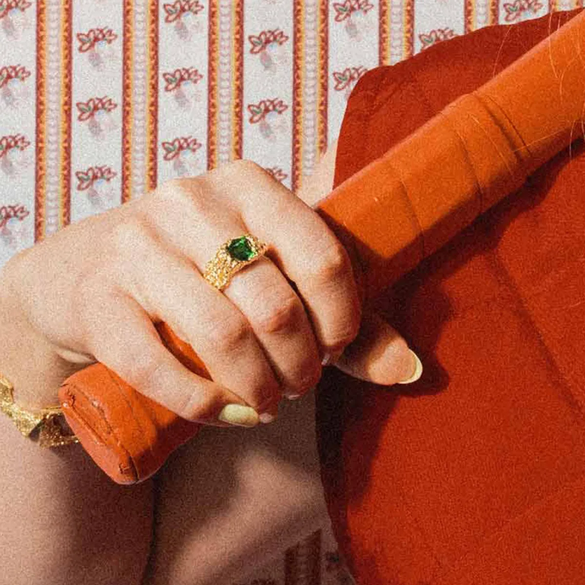 Tomfoolery Gold & Green Crystal Stolen Possession Ring Fashion