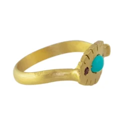 Tomfoolery Gold & Oval Turquoise Cabochon Ring Clearance