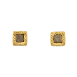 Tomfoolery Gold & Rough Diamond Square Studs Online