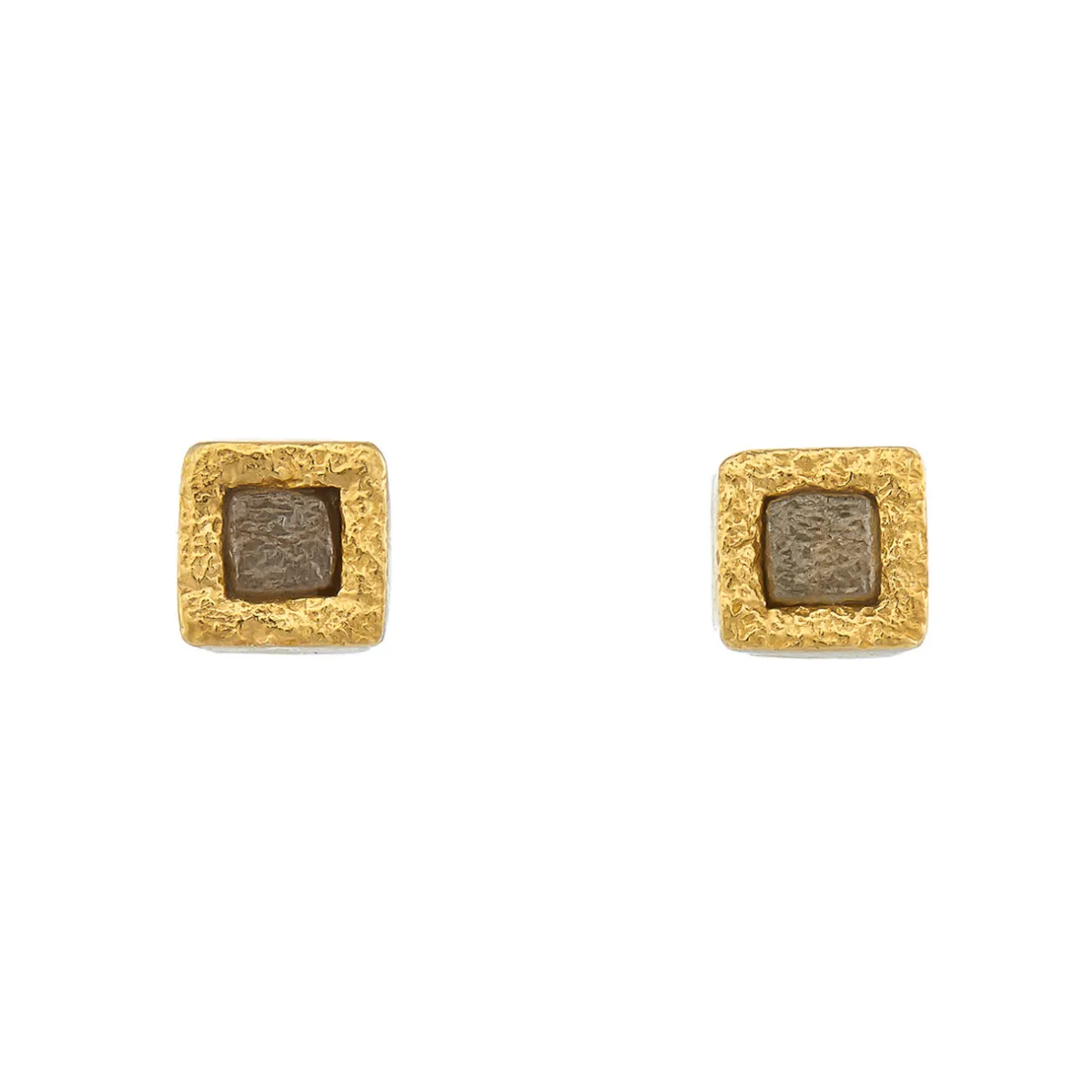 Tomfoolery Gold & Rough Diamond Square Studs Online