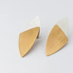 Tomfoolery Gold & Silver Double Triangle Earrings Clearance