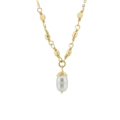 Tomfoolery Gold & Single Pearl Drop Beaded Necklace Sale