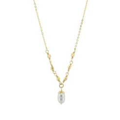 Tomfoolery Gold & Single Pearl Drop Beaded Necklace Sale