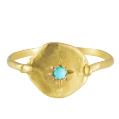 Tomfoolery Gold & Turquoise Round Veteris Ring New