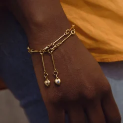 Tomfoolery Gold Amorcito Bracelet with Red Sapphire Outlet