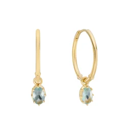 Tomfoolery Gold Aquamarine Drop Hoop Earrings Best