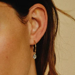 Tomfoolery Gold Aquamarine Drop Hoop Earrings Best
