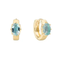 Tomfoolery Gold Aquamarine Huggie Hoops New