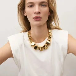 Tomfoolery Gold Big Organic Necklace New