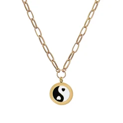 Tomfoolery Gold Black Yin Yang Necklace Online