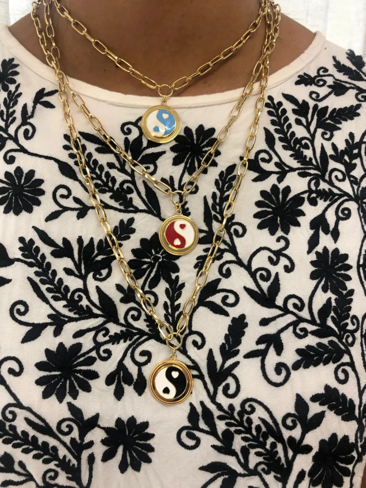 Tomfoolery Gold Black Yin Yang Necklace Online
