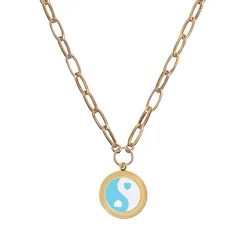 Tomfoolery Gold Blue Yin Yang Necklace Clearance