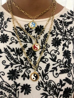 Tomfoolery Gold Blue Yin Yang Necklace Clearance
