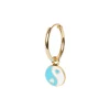 Tomfoolery Gold Blue Yin Yang Single Hoop Earring Fashion