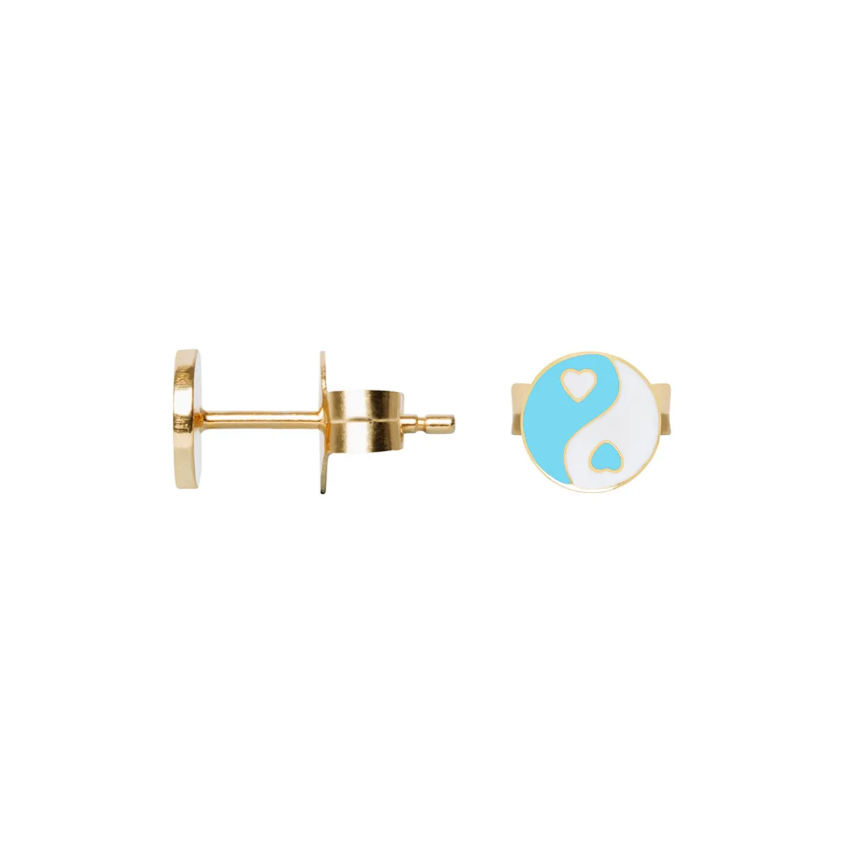 Tomfoolery Gold Blue Yin Yang Single Stud Earring Discount