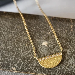 Tomfoolery Gold Catkin Half Moon Necklace Online