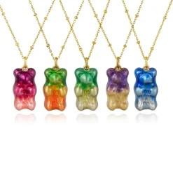 Tomfoolery Gold Chain Ombre Gummy Bear Necklace Fashion